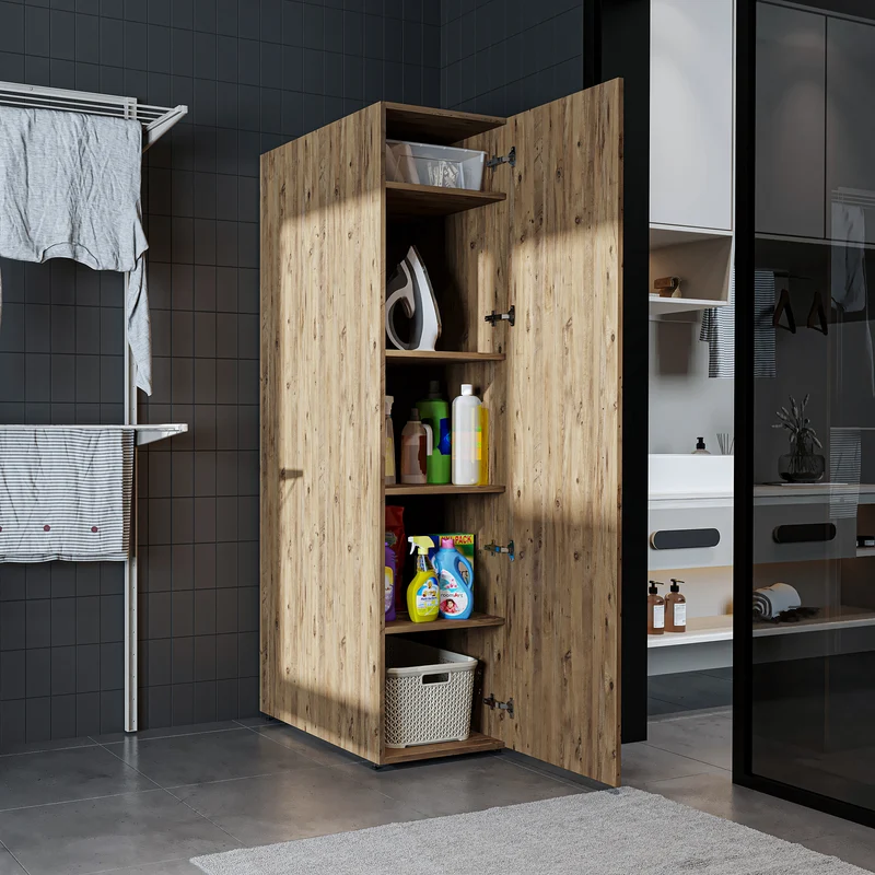 Roomart Hochschrank SERIE DORA, 45 cm, schmaler Mehrzweckschrank mit Regalböden, in 4 Farben