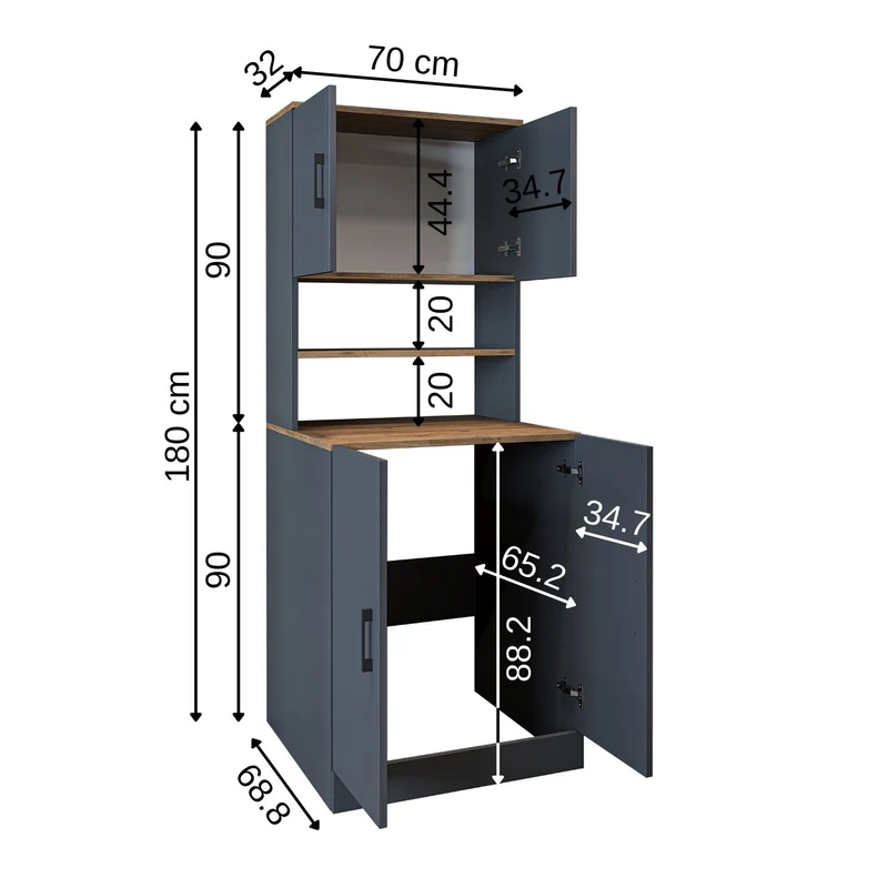 Roomart Waschmaschinenschrank ATLANTIC-I, 70 cm, Überbauschrank mit Oberschrank, in 4 Farben