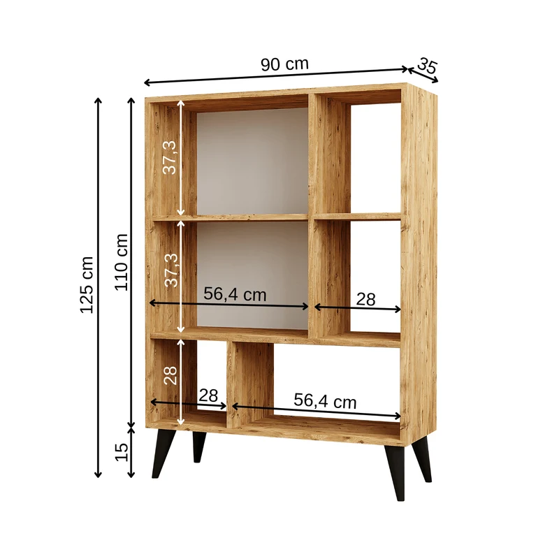 Roomart Highboard SIMON, 90 cm, Mehrzweckschrank mit Türen und offenen Fächern, in Weiß Eiche
