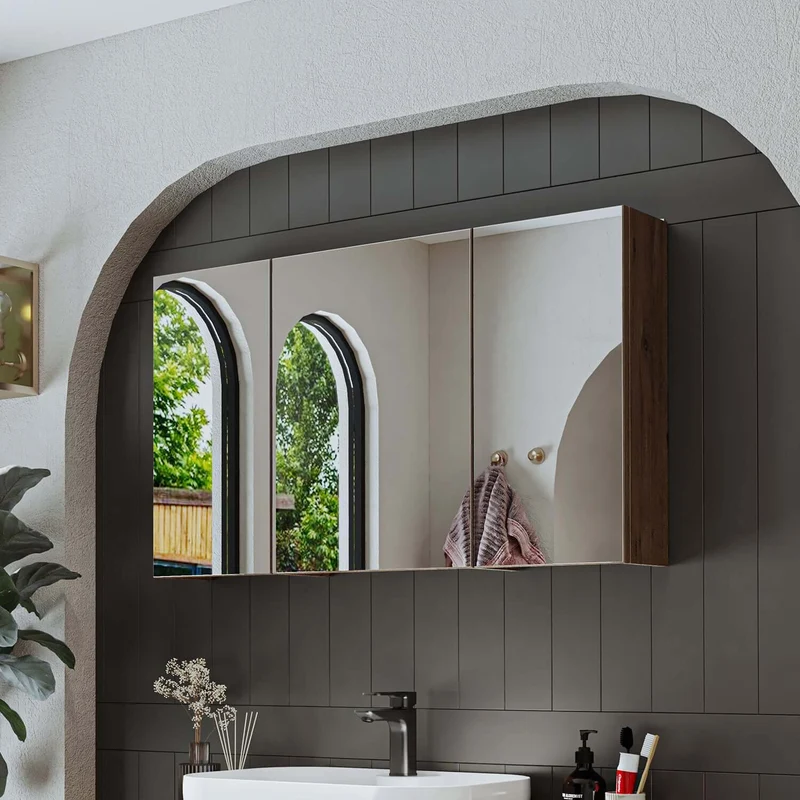 Roomart 4-teiliges Badmöbel-Set GUSTO, 120 cm, mit ovalem Waschbecken und Hochschrank, in 2 Farben