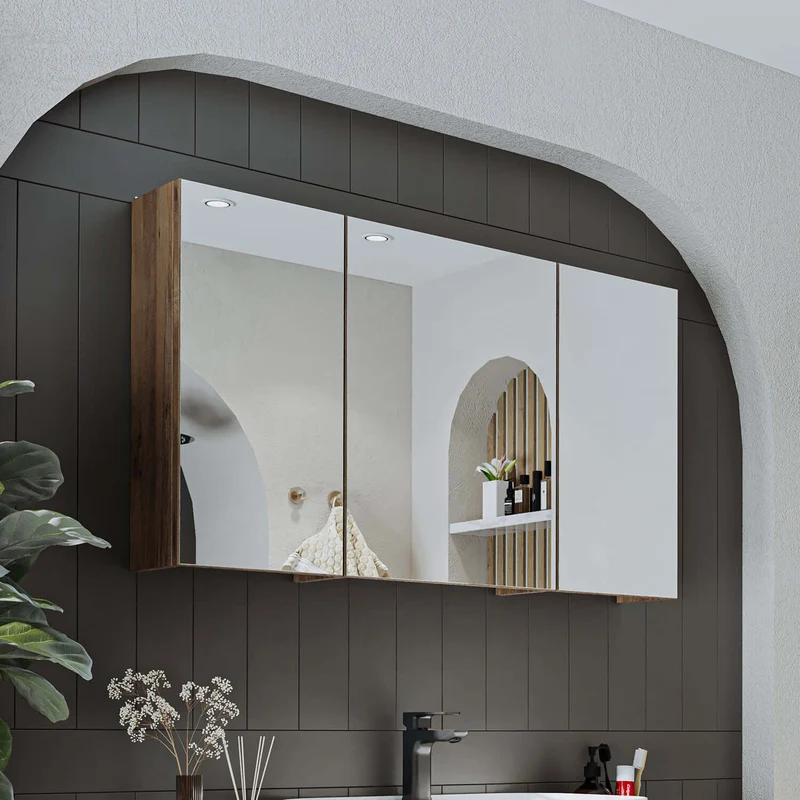 Roomart 4-teiliges Badmöbel-Set GUSTO-ATL, 120 cm, mit eckigem Waschbecken und Hochschrank, in 2 Farben