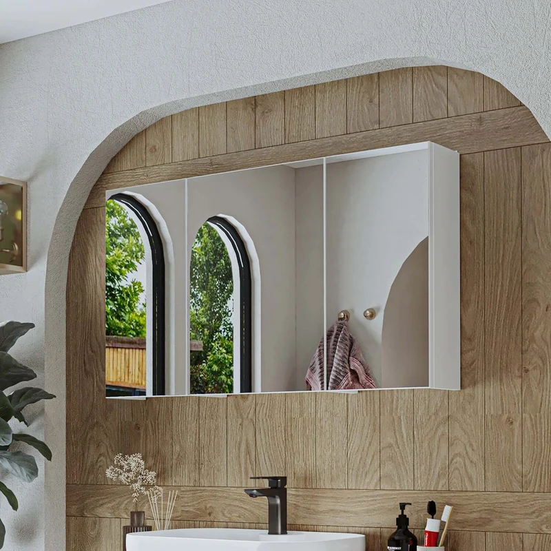 Roomart 4-teiliges Badmöbel-Set GUSTO-ATL, 120 cm, mit eckigem Waschbecken und Hochschrank, in 2 Farben