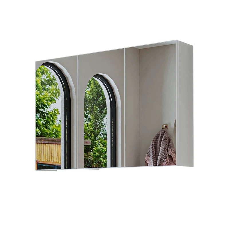 Roomart 4-teiliges Badmöbel-Set GUSTO-ATL, 90 cm, eckiges Becken mit Hochschrank, in 2 Farben