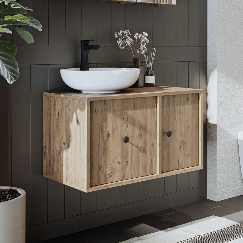 Roomart 4-teiliges Badmöbel-Set GUSTO, 75 cm, mit rundem Becken, in 2 Farben