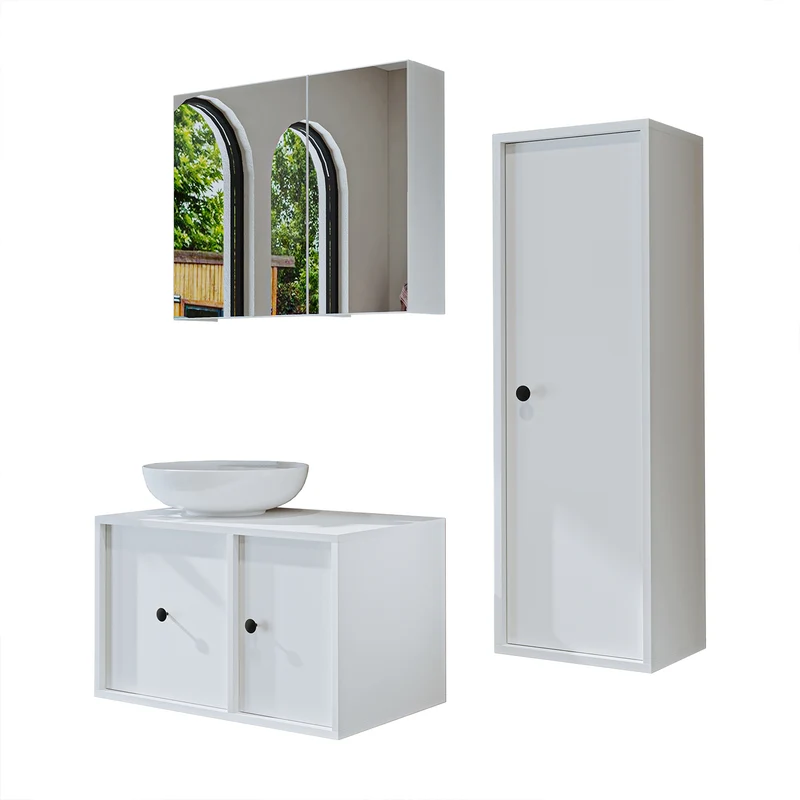 Roomart 4-teiliges Badmöbel-Set GUSTO, 75 cm, mit rundem Becken, in 2 Farben