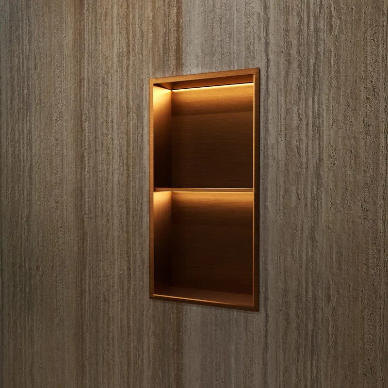 Wandnische Dusche MARSHALL mit LED gebürstetes rosegold