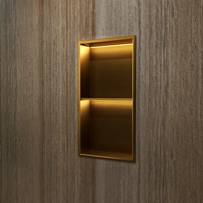 Wandnische Dusche MARSHALL mit LED gebürstetes gold