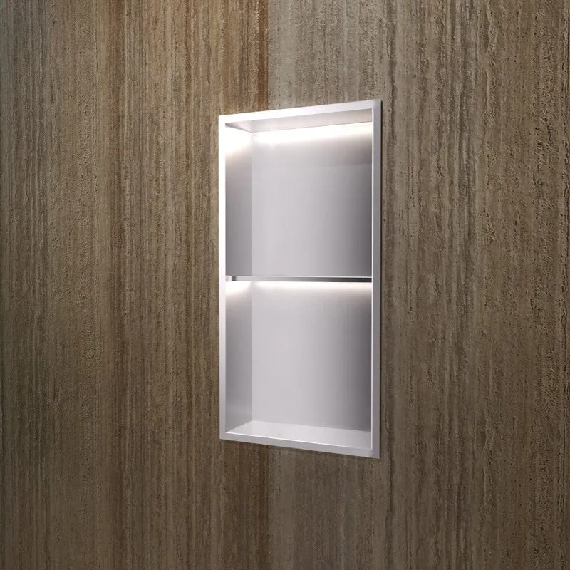 Wandnische Dusche MARSHALL mit LED gebürstetes chrom