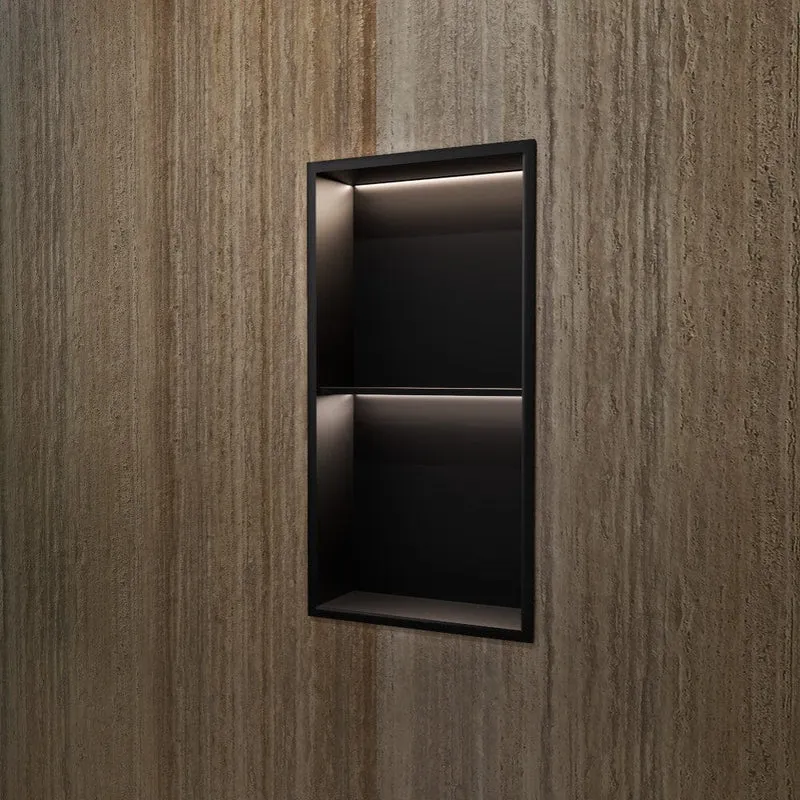 Wandnische Dusche MARSHALL mit LED schwarz