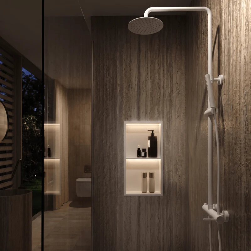Wandnische Dusche MARSHALL mit LED weiss