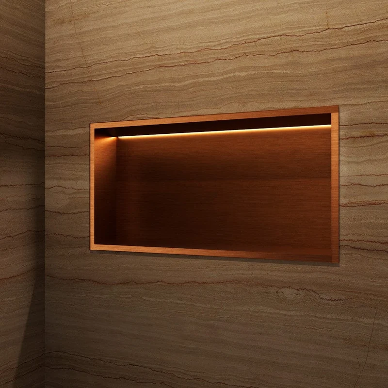 Wandnische Dusche OCEANIC mit LED gebürstetes rosegold