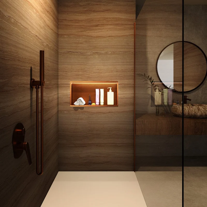 Wandnische Dusche OCEANIC mit LED gebürstetes rosegold