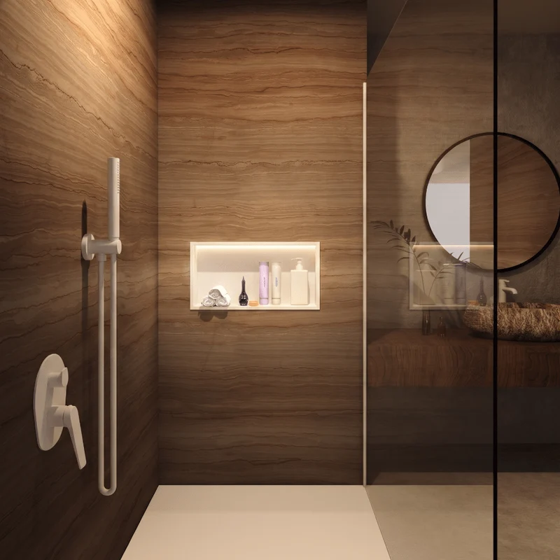 Wandnische Dusche OCEANIC mit LED weiss