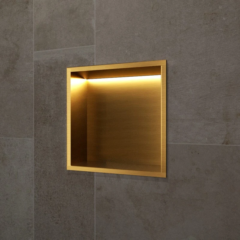 Wandnische Dusche INDIC mit LED gebürstetes gold