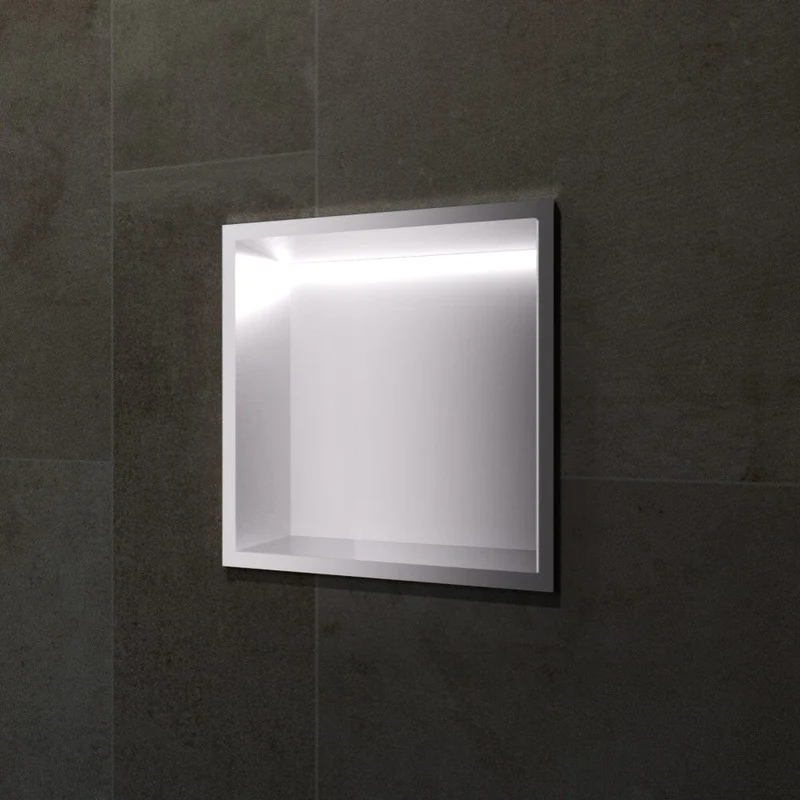 Wandnische Dusche INDIC mit LED gebürstetes chrom