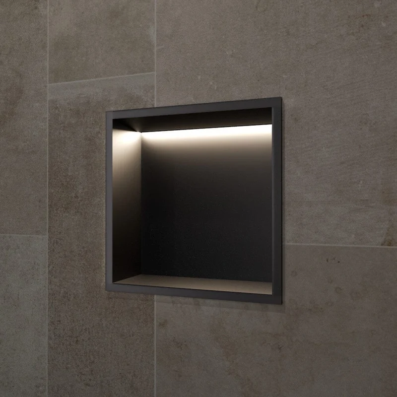 Wandnische Dusche INDIC mit LED schwarz