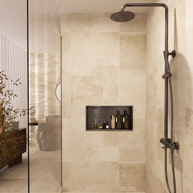 Wandnische Dusche PACIFIC black gun metal