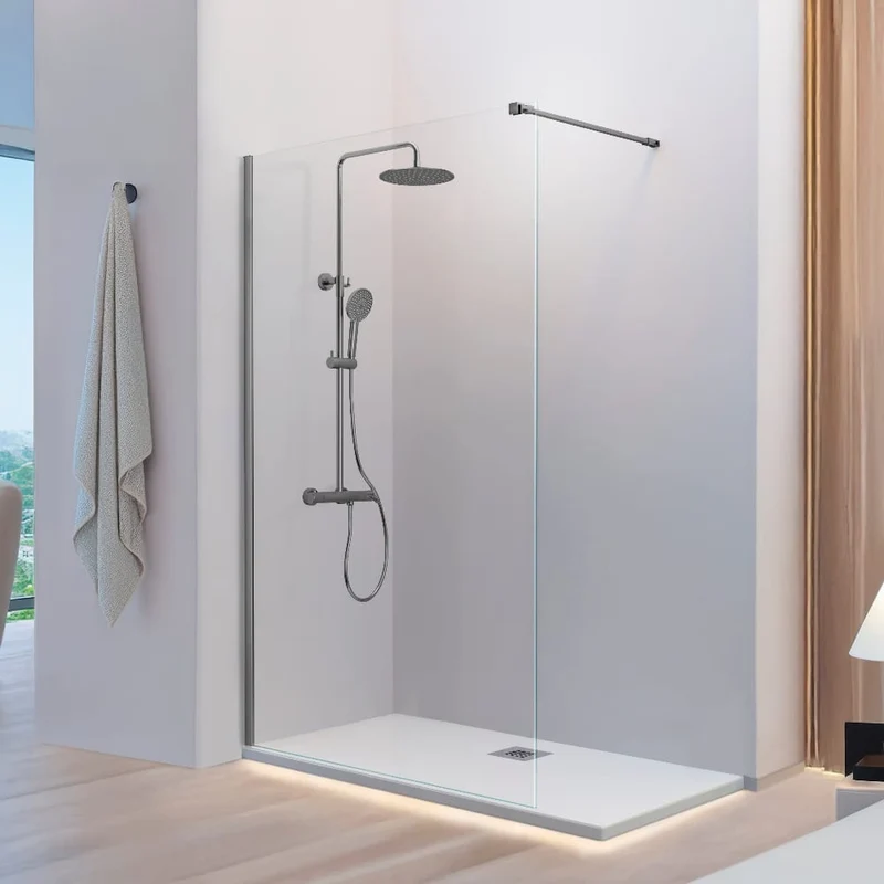 Walk In Duschwand FRESH gun metal - Glas 8mm