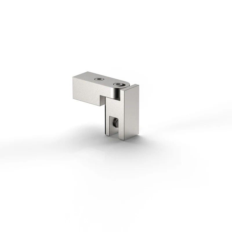 Glashalter komplett – Stabistange eckig 15 × 15 mm, ±90° drehbar, 11 Oberflächen, Art.Nr. 8794ZN-GL