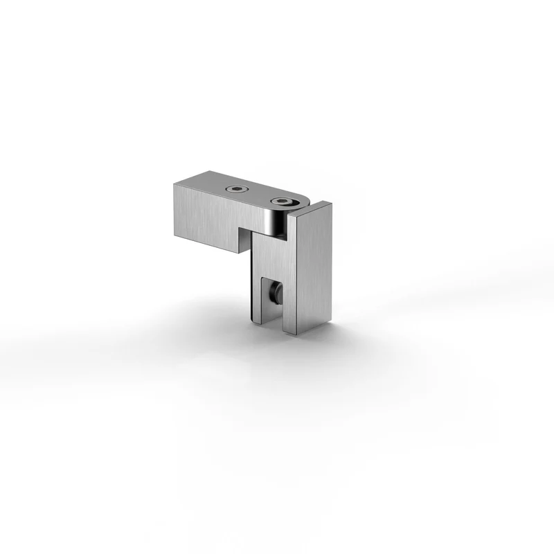 Glashalter komplett – Stabistange eckig 15 × 15 mm, ±90° drehbar, 11 Oberflächen, Art.Nr. 8794ZN-GL