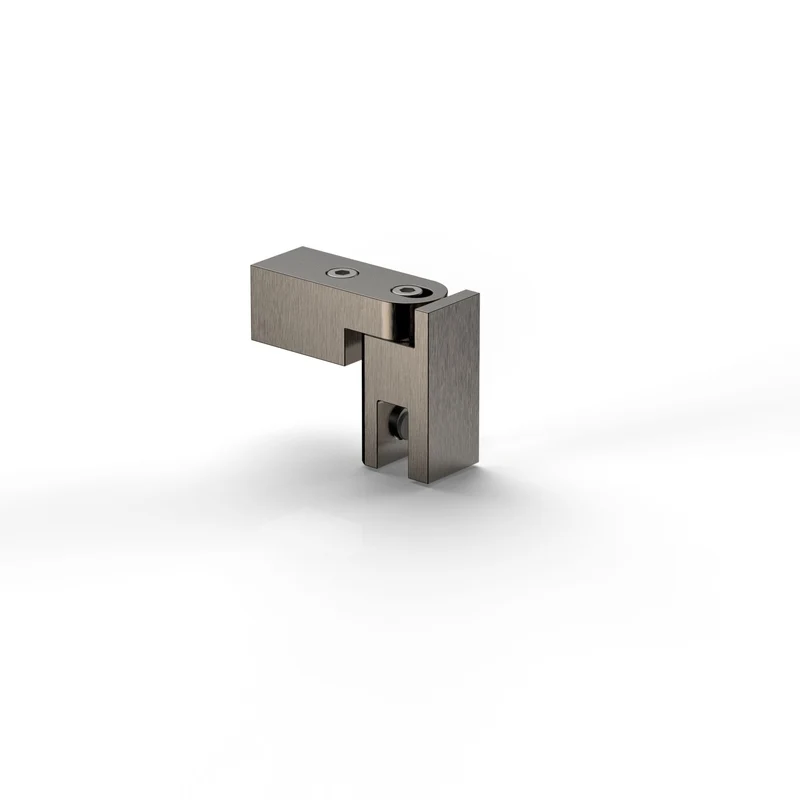 Glashalter komplett – Stabistange eckig 15 × 15 mm, ±90° drehbar, 11 Oberflächen, Art.Nr. 8794ZN-GL