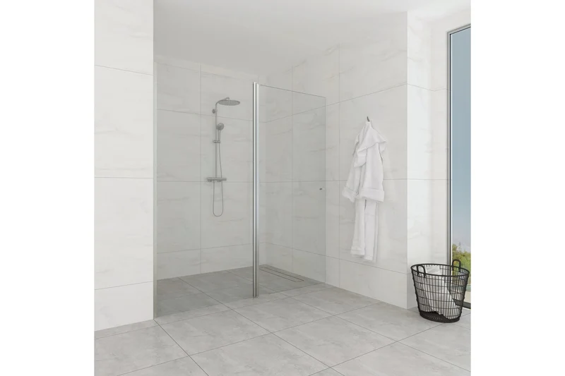 Drehbares Duschtürprofil Emily Hebe-Senk Glas/Glas (Profilset ohne Glas) – für 6 mm ESG, 180° Pendeltür mit Festteil, in 4 Oberflächen, Art.Nr. 41.0902