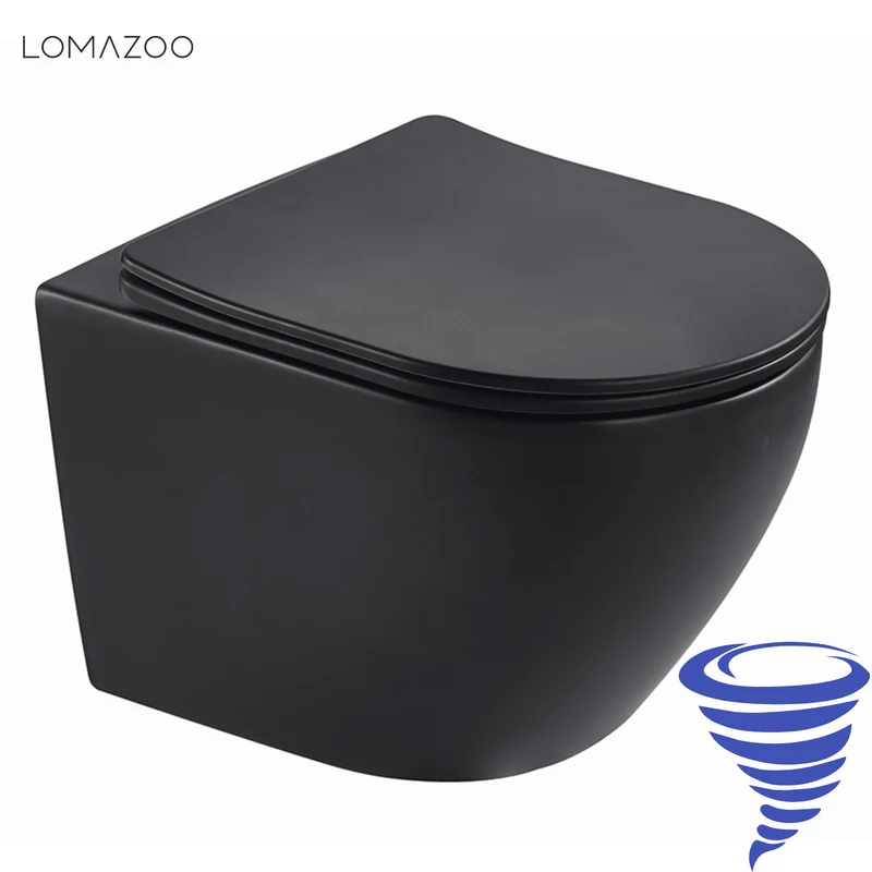 LINEA Hangend Toilet - Zwart - Rond