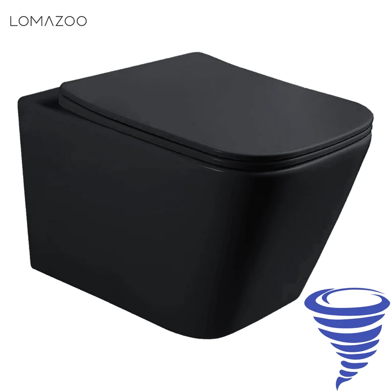 LINEA Hangend Toilet - Zwart - Vierkant