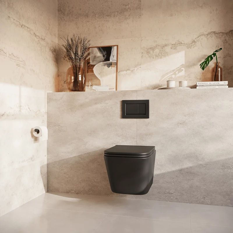 LINEA Hangend Toilet - Zwart - Vierkant
