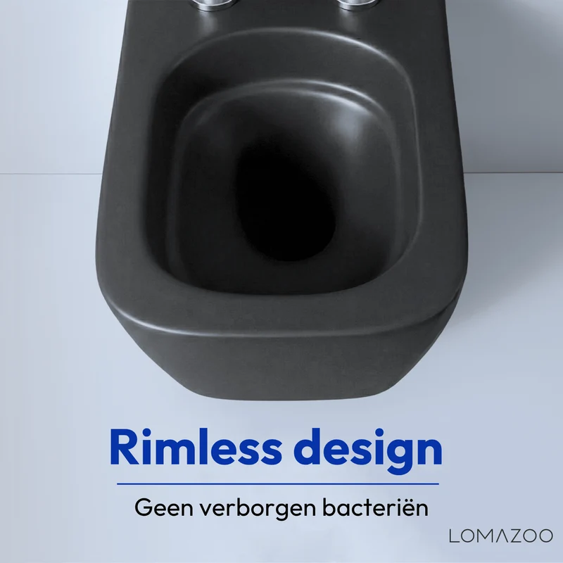 LINEA Hangend Toilet - Zwart - Vierkant