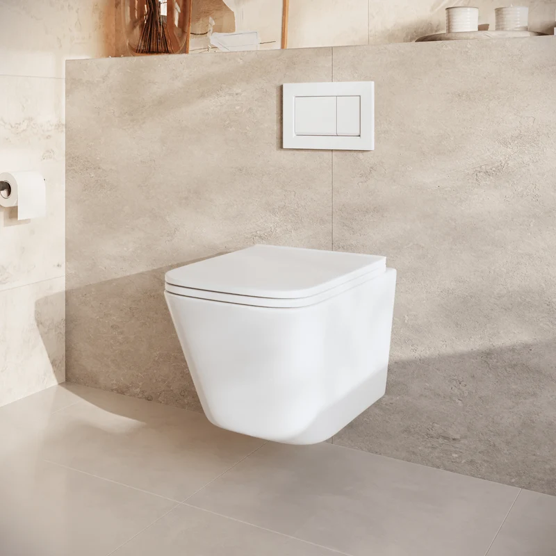 LINEA Hangend Toilet - Wit - Vierkant