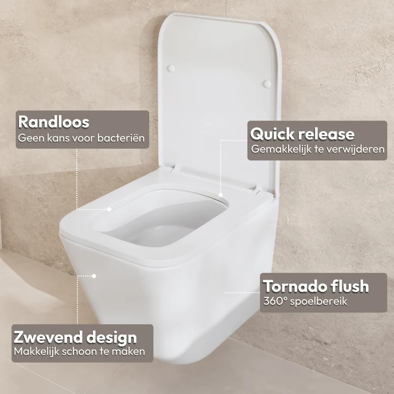 LINEA Hangend Toilet - Wit - Vierkant