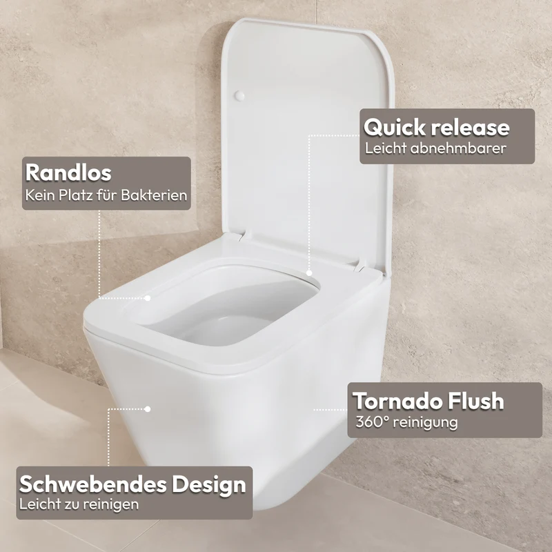 LINEA Hangend Toilet - Wit - Vierkant
