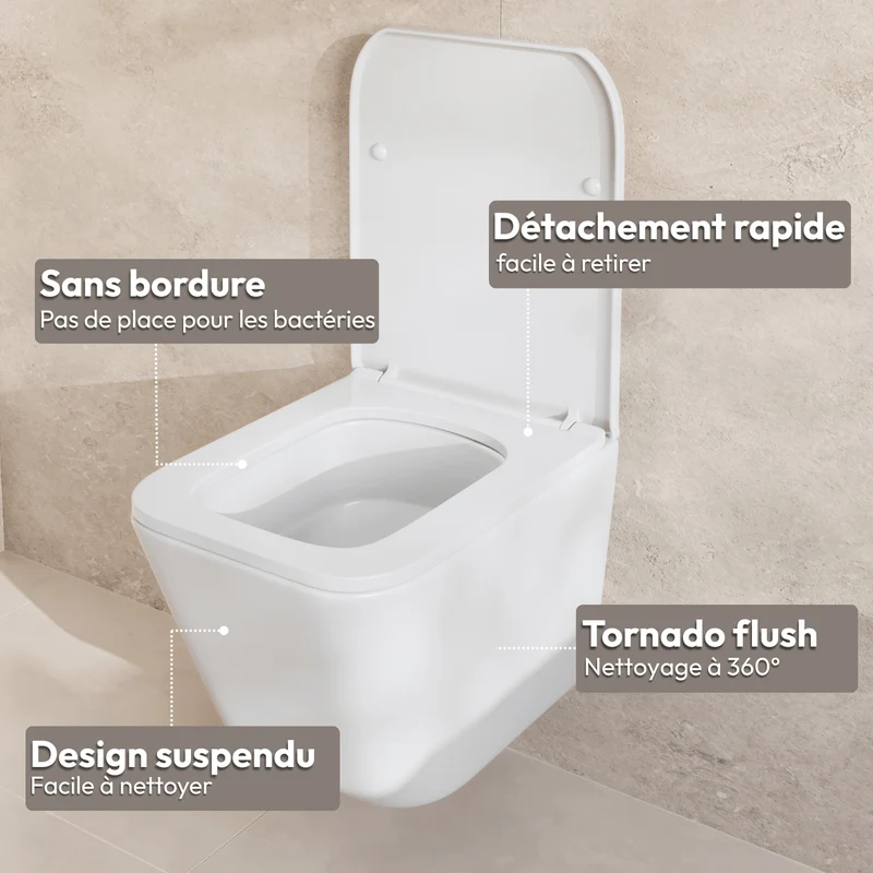 LINEA Hangend Toilet - Wit - Vierkant