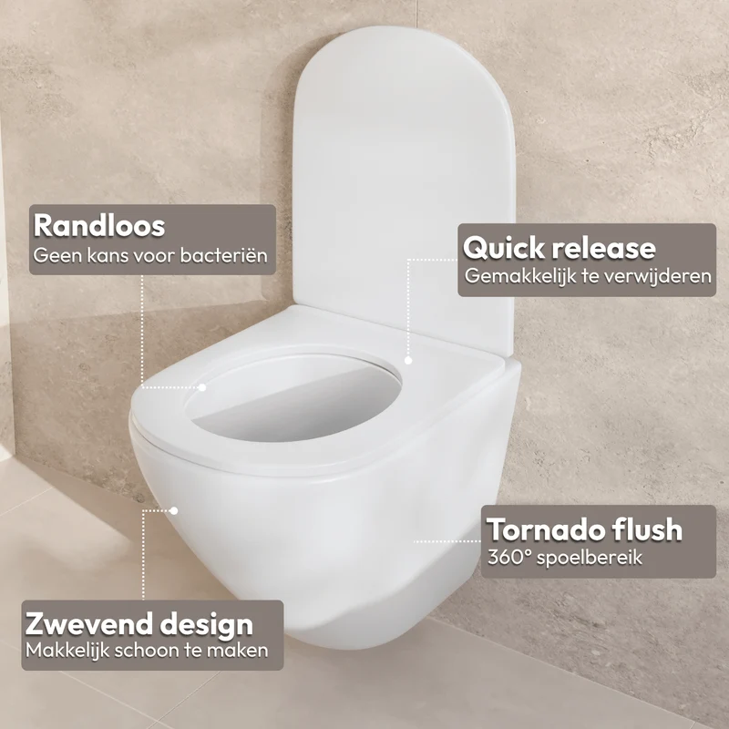 LINEA Hangend Toilet - Wit - Rond