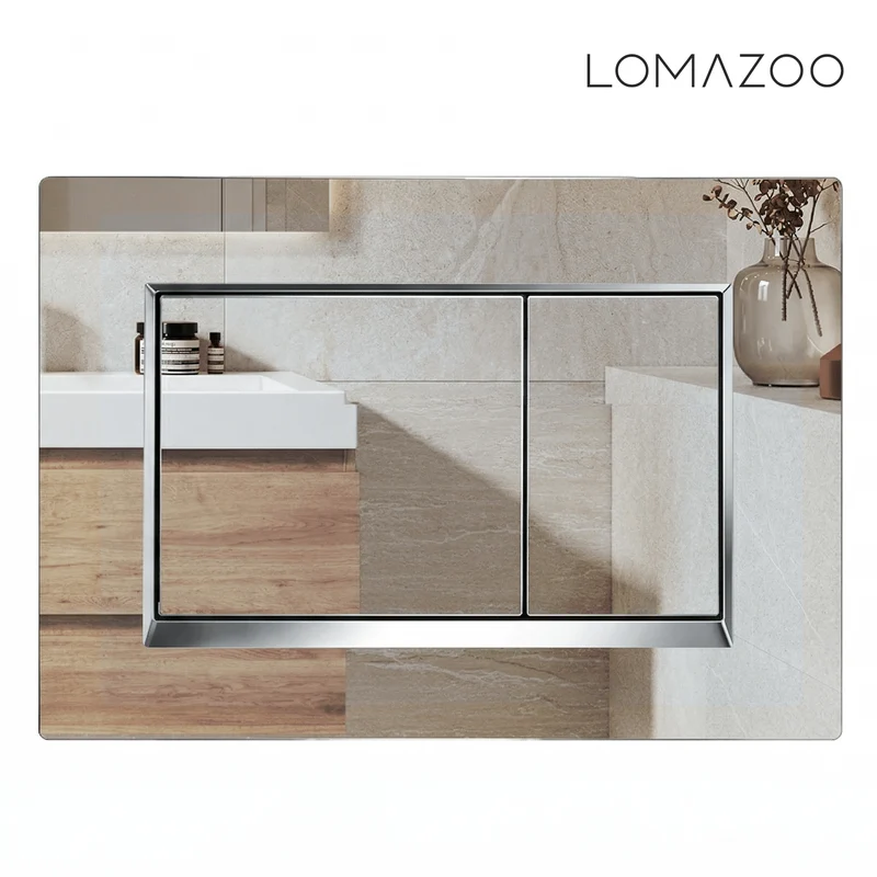 Hangtoilet met Inbouwreservoir - Vierkant Wit - Drukplaat Vierkant Chroom - Linea