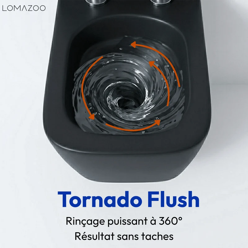 Hangtoilet met Inbouwreservoir - Vierkant Zwart - Drukplaat Rond Wit - Linea