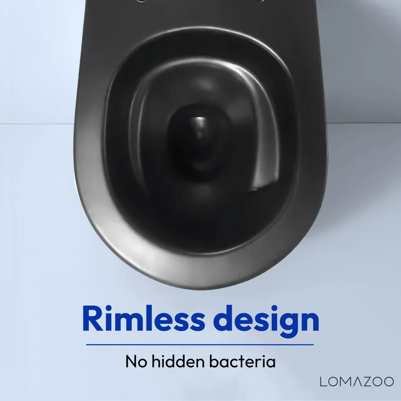 Hangtoilet met Inbouwreservoir - Rond Zwart - Drukplaat Rond Wit - Linea