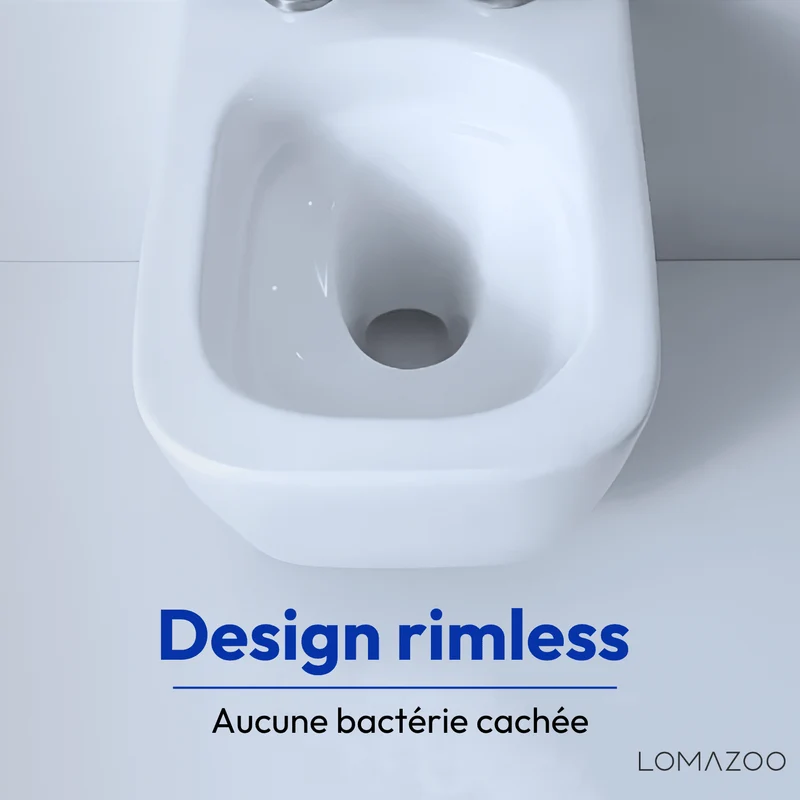Hangtoilet met Inbouwreservoir - Vierkant Wit - Drukplaat Rond Wit - Linea
