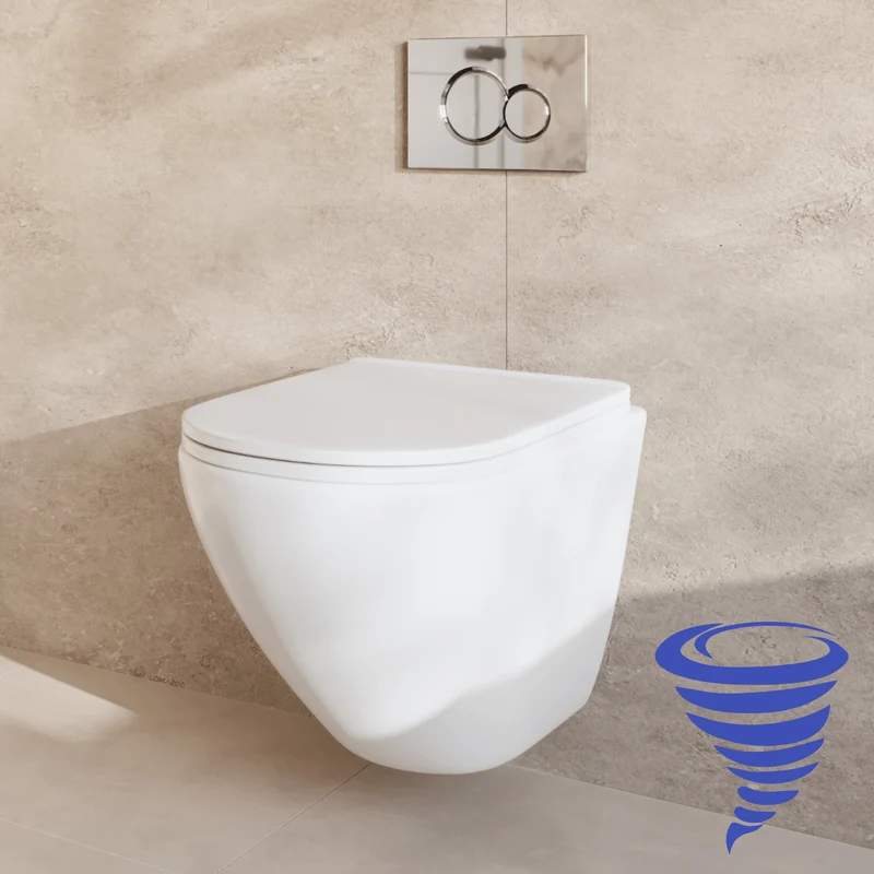 Hangtoilet met Inbouwreservoir - Rond Wit - Drukplaat Rond Chroom - Linea