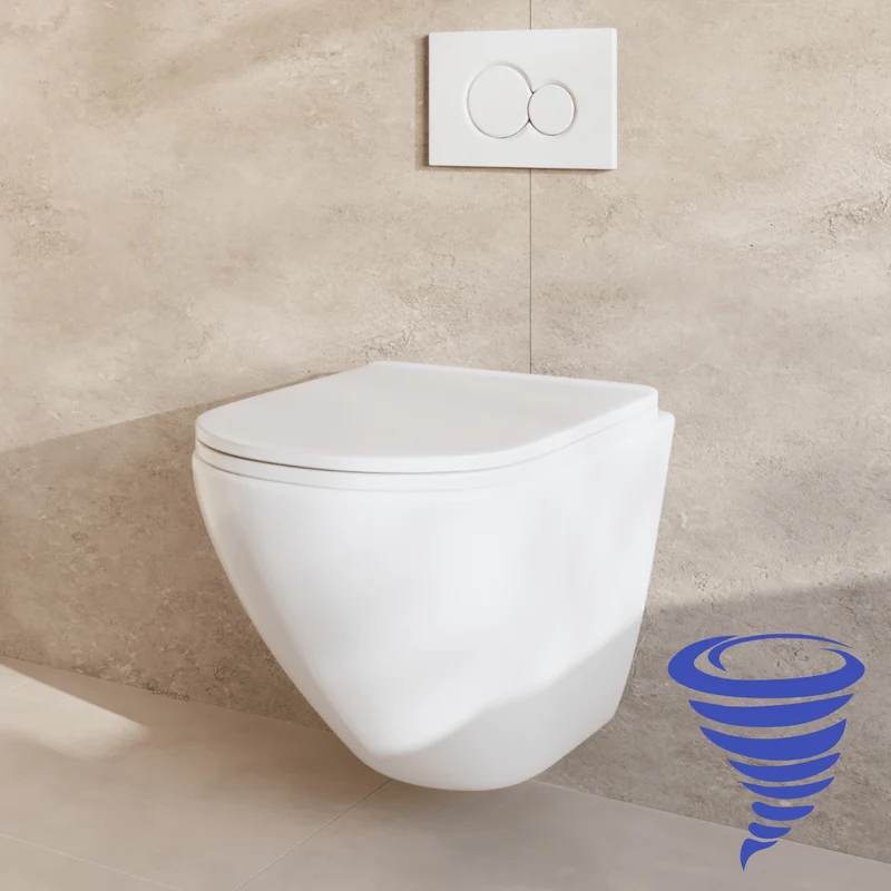 Hangtoilet met Inbouwreservoir - Rond Wit - Drukplaat Rond Wit - Linea