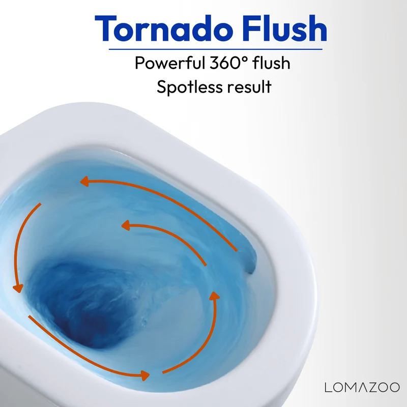 Hangtoilet met Inbouwreservoir - Rond Wit - Drukplaat Rond Zwart - Linea