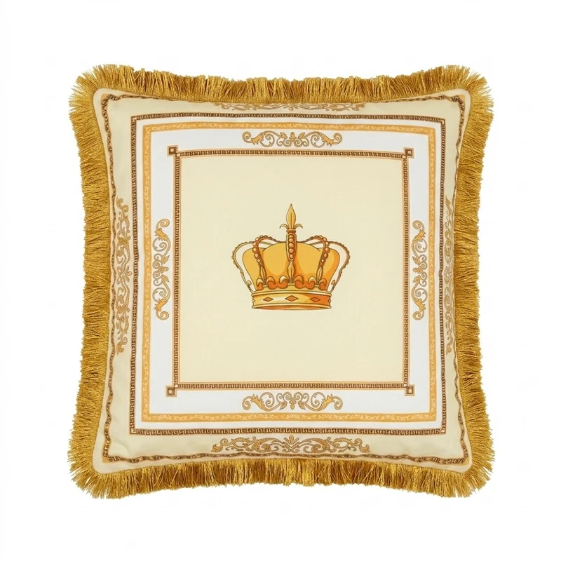 Luxus Samt-Kissen mit Löwen- oder Kronenmotiv – Elegantes Wohnaccessoire in Beige/Weiß (45x45 & 60x60 cm)