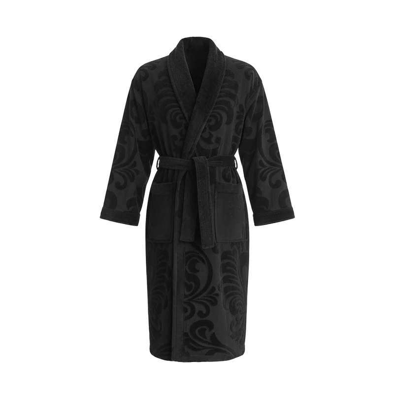 Bademantel Löwe Velours Schwarz