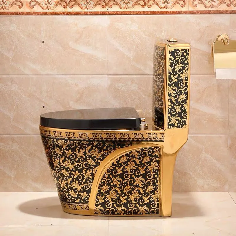 Exklusive Toilette Blumen Schwarz-Gold