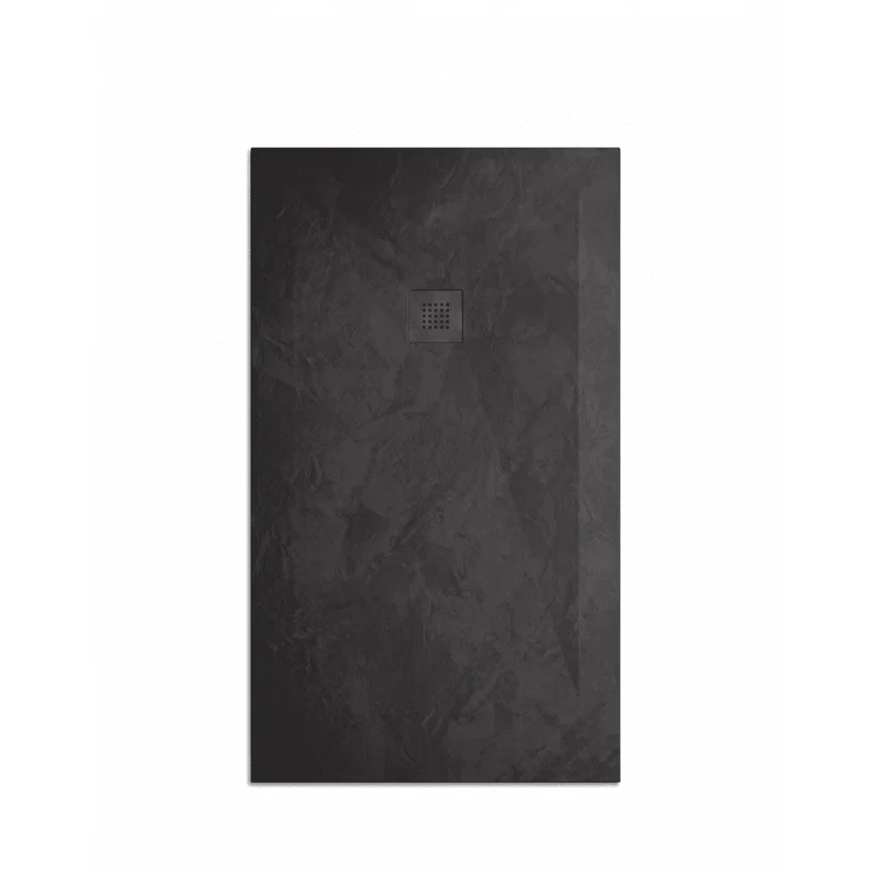 Mineralguss-Duschwanne extra flach Spachteloptik SILEX schwarz