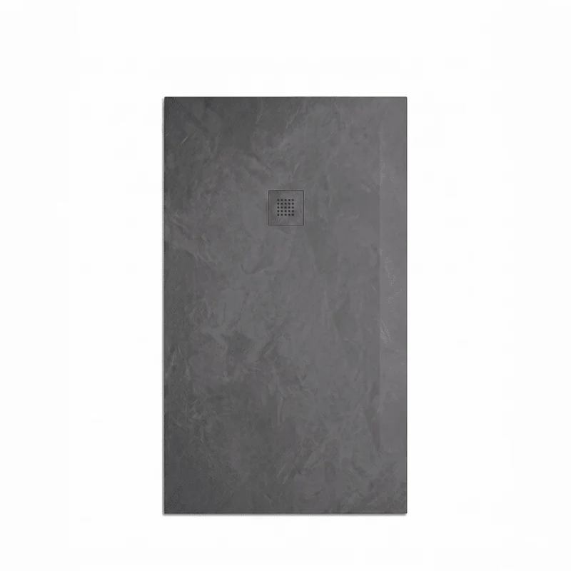 Mineralguss-Duschwanne extra flach Spachteloptik SILEX anthrazit