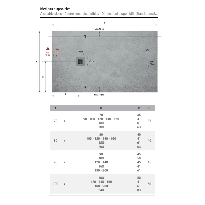 Mineralguss-Duschwanne extra flach Spachteloptik SILEX anthrazit