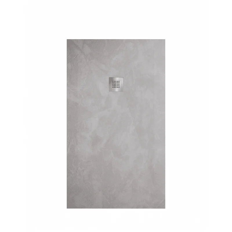 Mineralguss-Duschwanne extra flach Spachteloptik SILEX grau