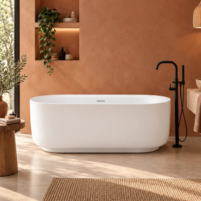 Freistehende Badewanne MADEIRA weiß glänzend